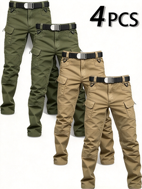 4-Pack Men's Lightweight Cargo Pants – Durable Zippered Pockets, Straight-Cut, Multi-Color