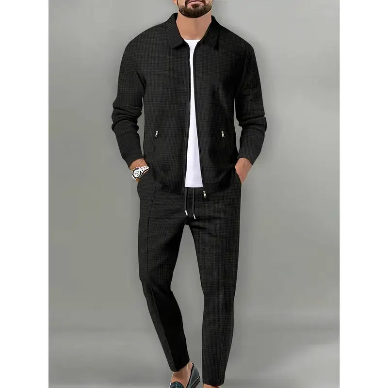 Men's 2-Piece Athletic Fitted Polyester Tracksuit Set