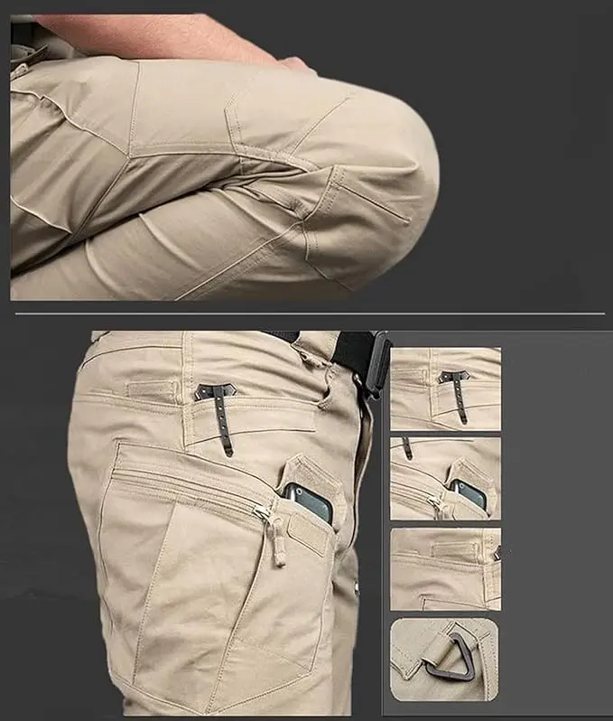 4-Pack Men's Lightweight Cargo Pants – Durable Zippered Pockets, Straight-Cut, Multi-Color