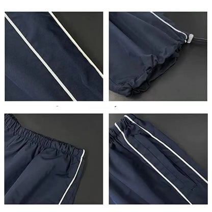 Women's Parachute Pants Wide Leg Baggy Pants Y2K Elastic Waist Jogger Sweatpants Track Pants Streetwear