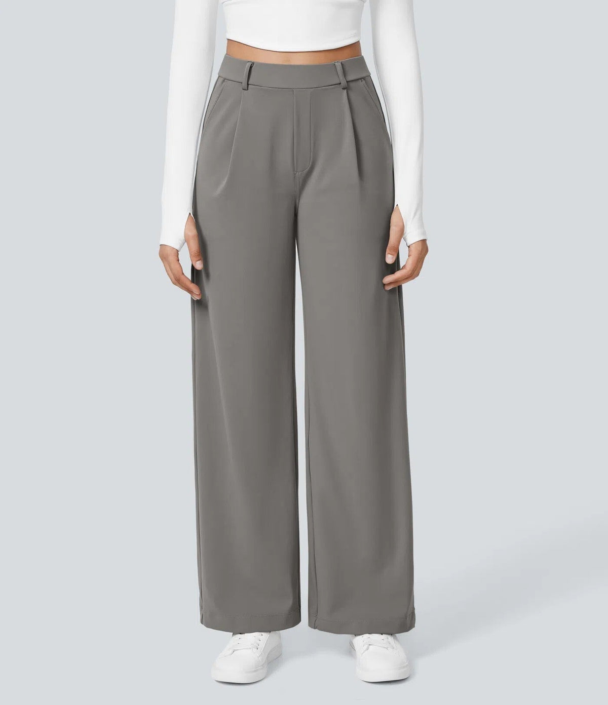 🔥 LAST DAY SALE  High‑Waist Straight‑Leg Tailored Trousers with Side Pockets