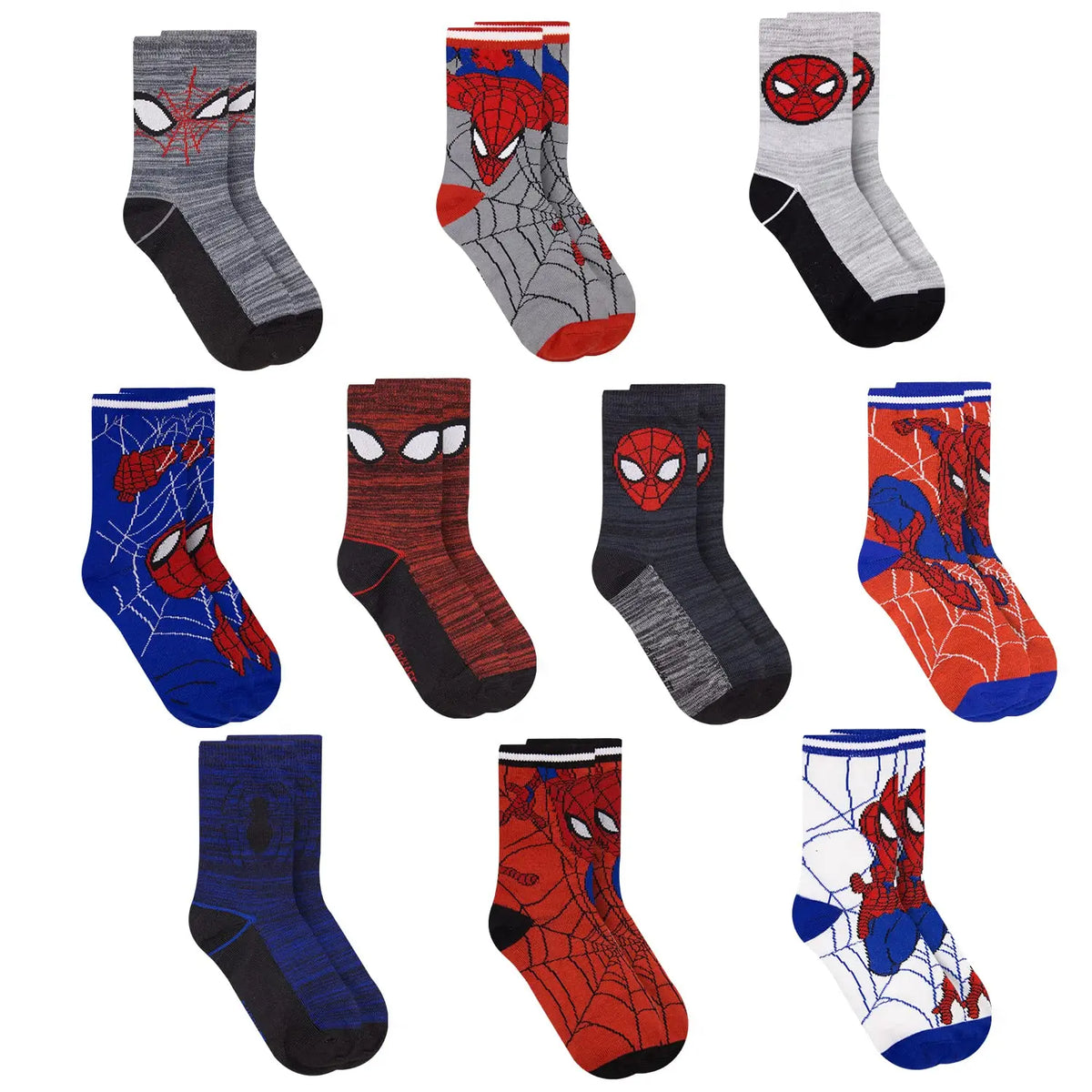 Marvel Spider-Man Boys Printed Youth Socks (10-Pack)