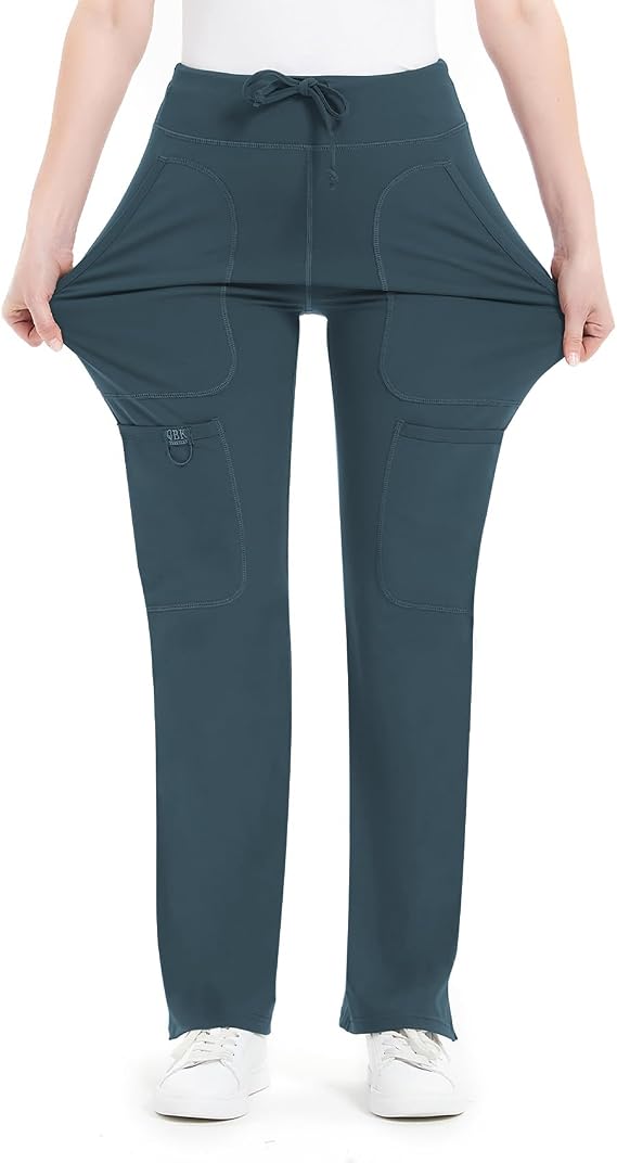 Women's Yoga Scrub Pants - 4-Way Stretch Work Pants with 5 Pockets