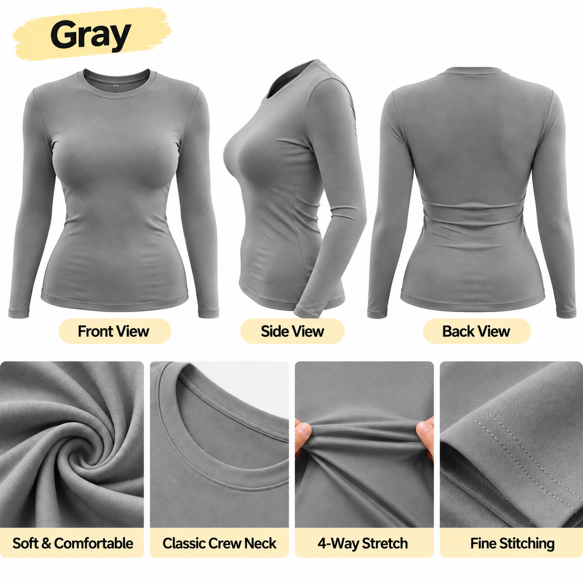 🏭 FACTORY LIMITED-TIME SALE ⚡ FINAL SALE – 4 FOR $24.99! Women's Soft Stretch Long Sleeve Tops