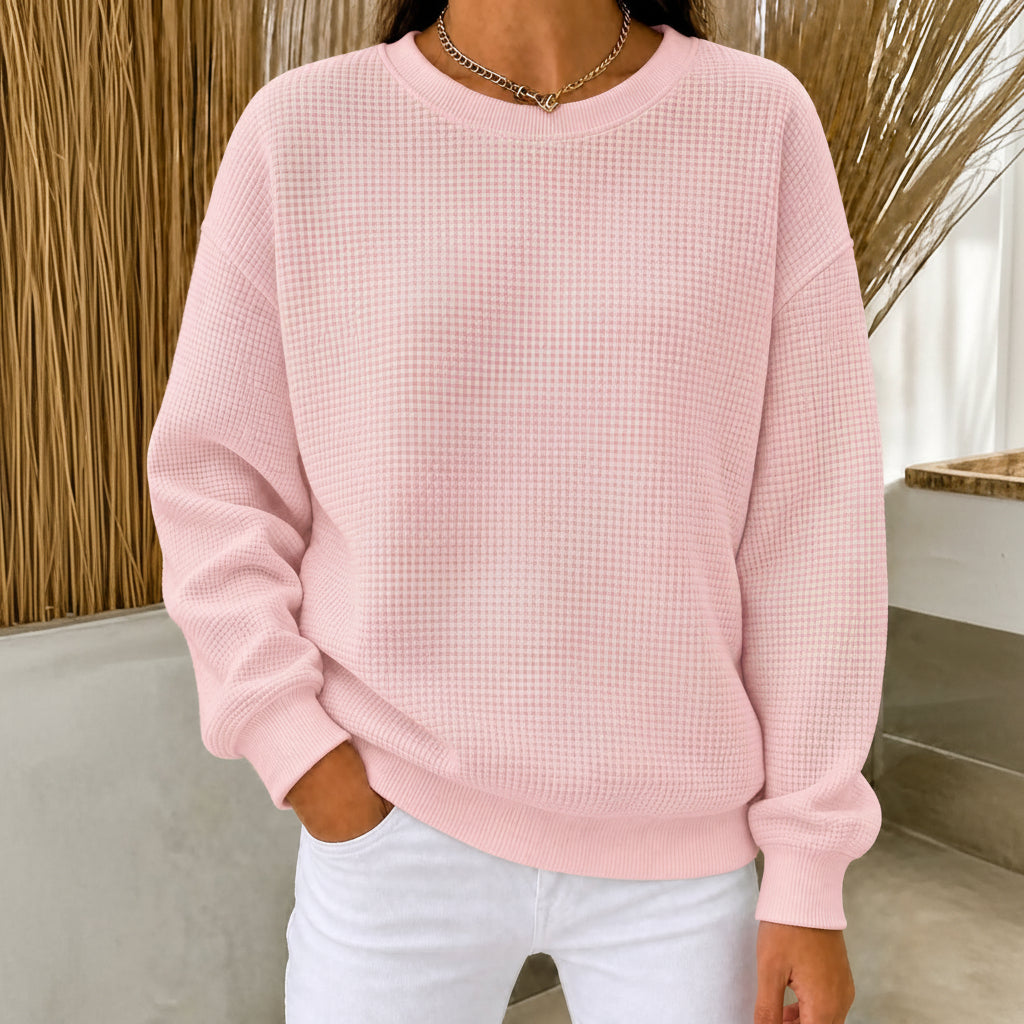 CLEARANCE SALE🔥Women's Waffle Knit Crewneck Sweatshirt