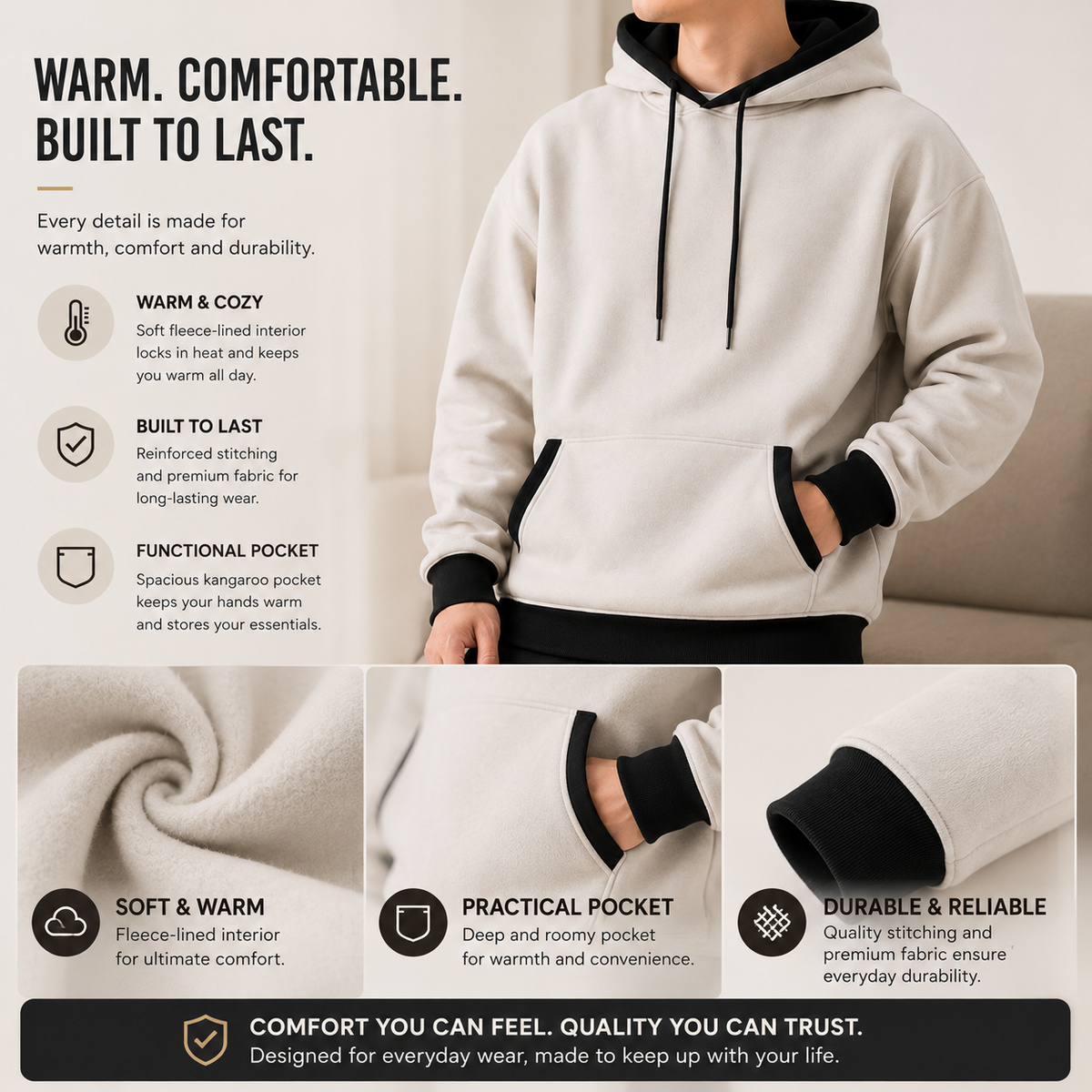 Men's Relaxed-Fit Pullover Hoodie