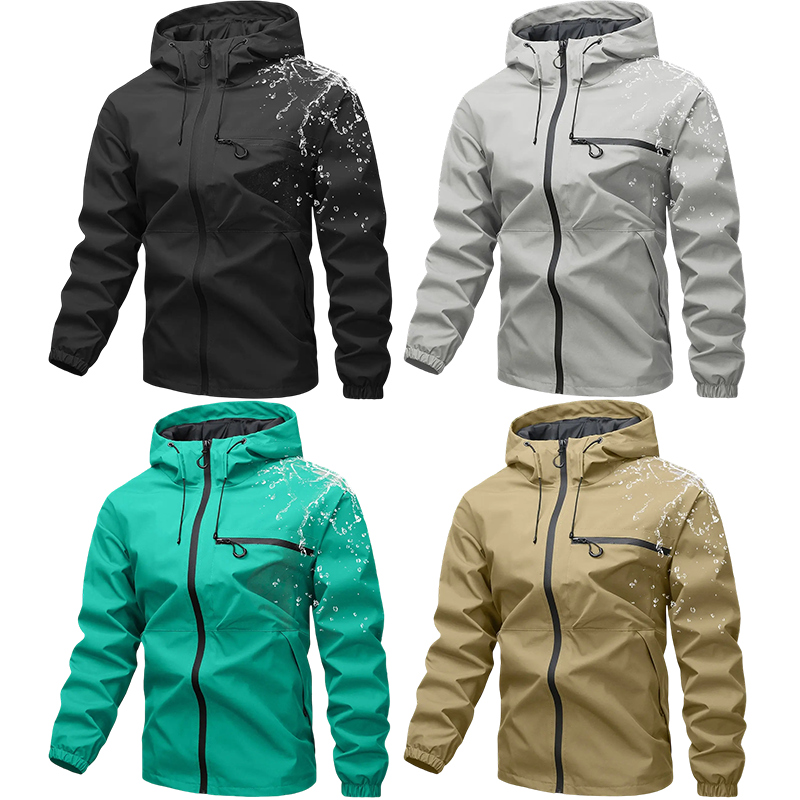 Unisex 4-Pack All-Weather Jacket – Waterproof Windproof Hooded Lightweight Outdoor Coat with Adjustable Cuffs