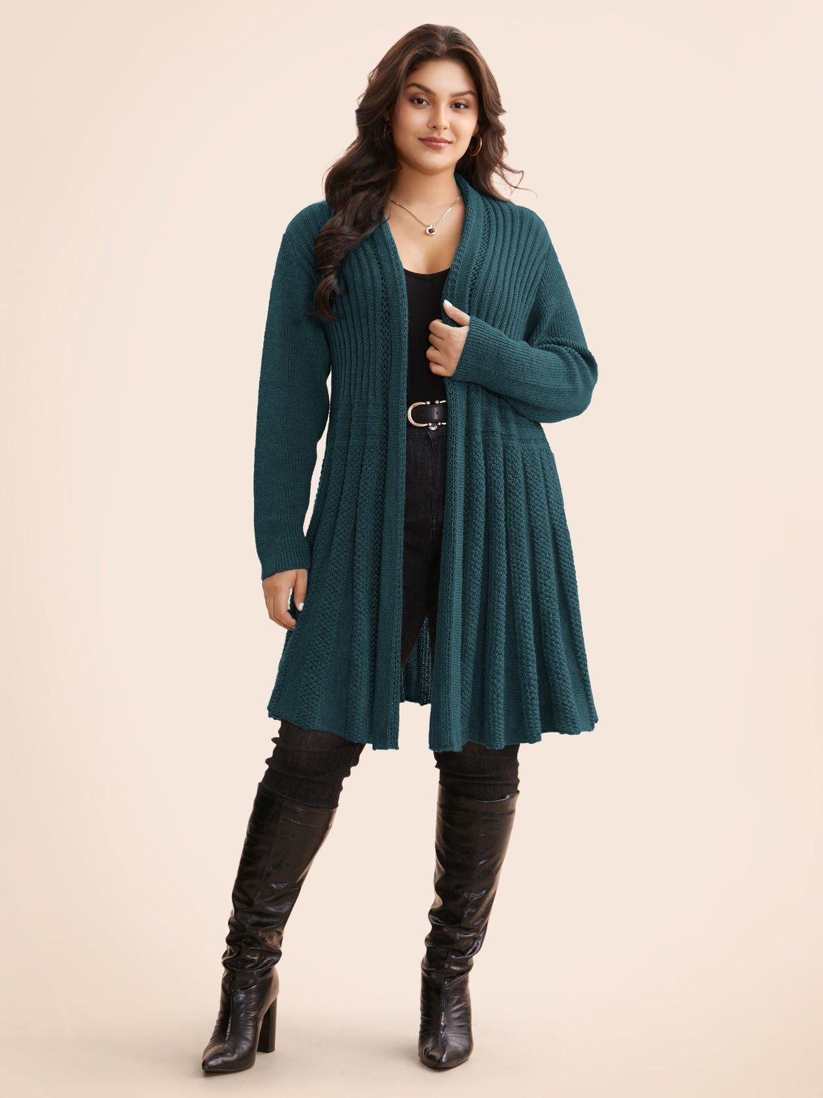🔥 MAJOR SALE-Women's Textured Long Cardigan – Relaxed Kimono-Style Open Front Sweater