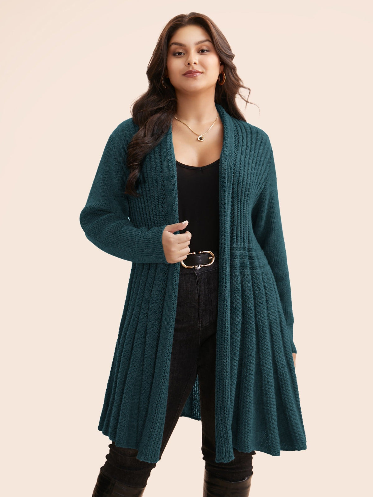 🔥 MAJOR SALE-Women's Textured Long Cardigan – Relaxed Kimono-Style Open Front Sweater