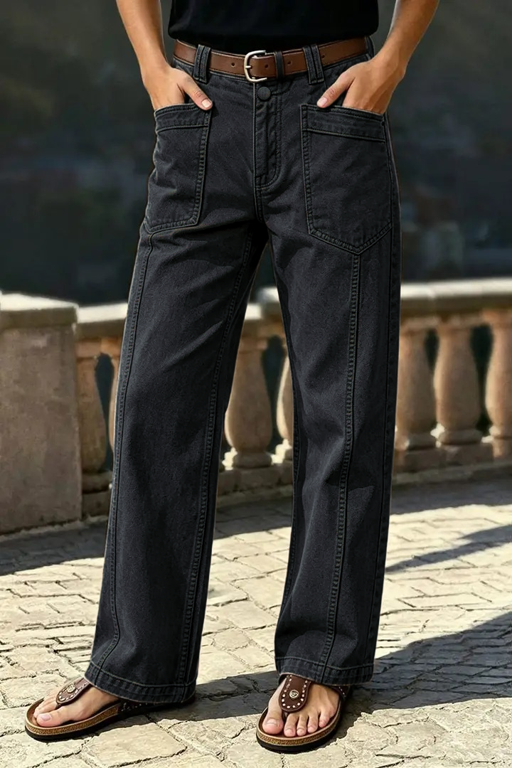 🔥 Last Day to Save: Mid-Rise Straight-Leg Pants with Patch Pockets
