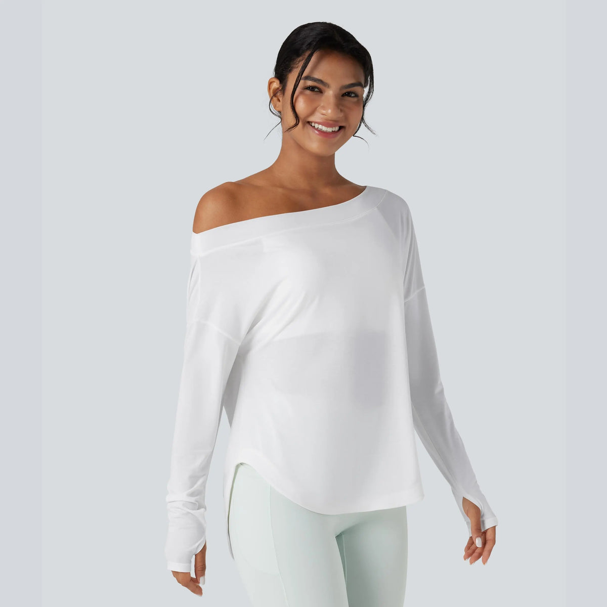 Women's One-Shoulder Quick-Dry Yoga Top with Built-In Bra