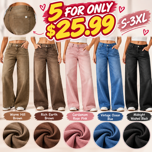🔥 FALL SALE | 5 FOR ONLY $25.99! Women's Asymmetric Low-Rise Wide-Leg Jeans – Stretch Denim Everyday Pants