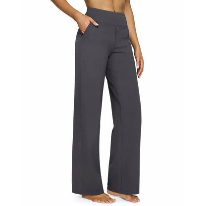 💚Women's High-Waist Wide Leg Pants – Business Casual Yoga Dress Pants with Pockets