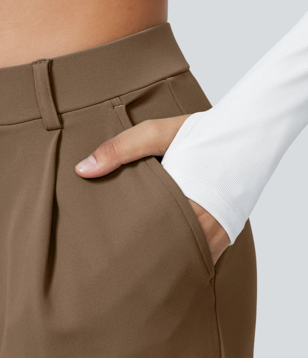 Fall Big Sale!High Waisted Side Pocket Straight Leg Work Pants