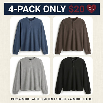 Men's Classic Regular Fit Waffle Knit Henley Top