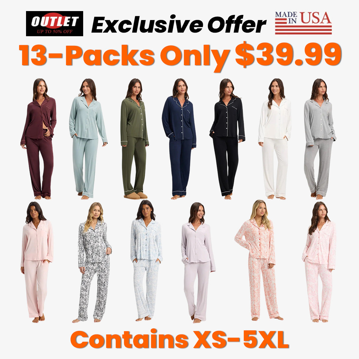 Women's Bamboo Long-Sleeve Pajama Set with Pockets