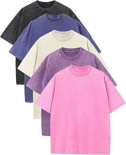 Men's Plus Size 100% Cotton Acid Wash Oversized Heavyweight Vintage T-Shirt