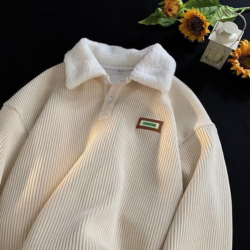 Corduroy Polo collar sweater couple
