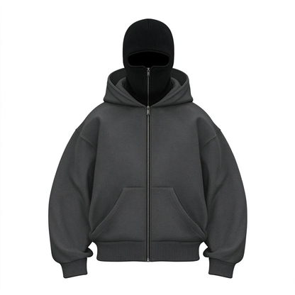 Men's Balaclava Hoodie with Built-In Zip