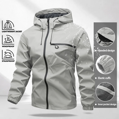 Unisex All-Weather Jacket—Waterproof and Windproof Lightweight Outdoor Hooded Jacket with Adjustable Cuffs