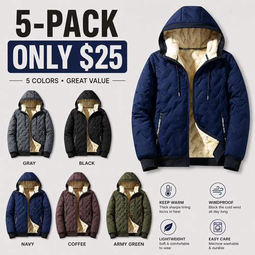 Unisex Windproof Waterproof Winter Jacket – Heavyweight Insulated Hooded Coat with Safety Pocket