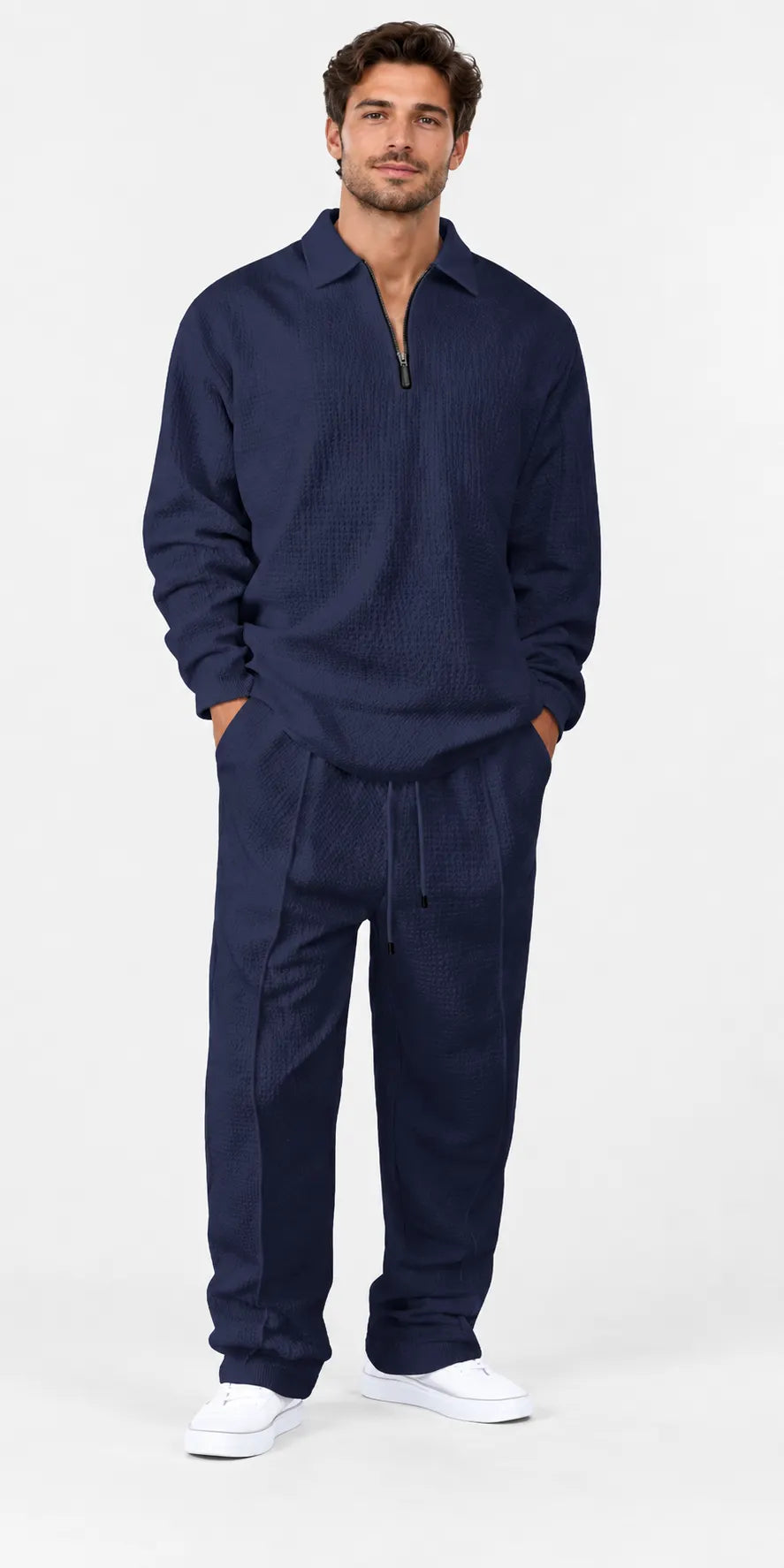 Men's basic casual sweatshirt and sweatpants two-piece set