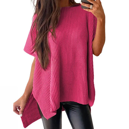 🔥Hot Sale💥 - Women's Round Neck Batwing Short Sleeve Loose Knit Top