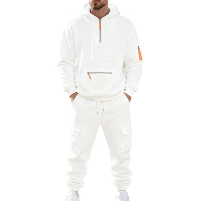 Men's 2-Piece Hooded Tracksuit Set | Casual Cargo Jogger Sweatpants & Oversized Hoodie | Streetwear Outfit