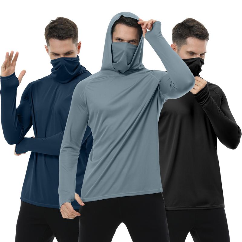 Men's UPF 50+ Sun Protection HoodedShirt with Face Mask