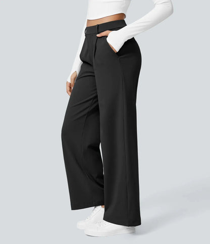 Big Spring Sale!High Waisted Side Pocket Straight Leg Work Pants