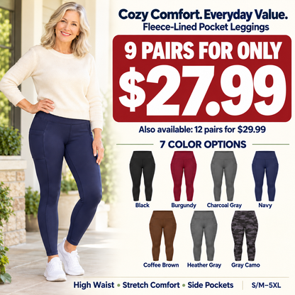 🍂 Women's High-Waist Fleece-Lined Pocket Leggings 🔥 Cozy Everyday Comfort | Clearance Bundle Deal