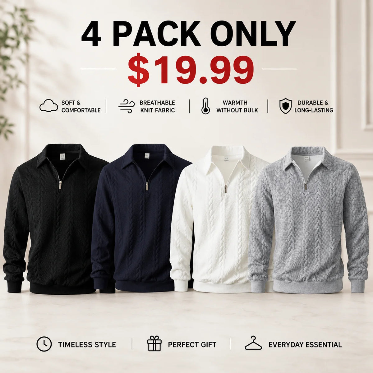 Men's Old Money Half-Zip Knit Polo Sweater