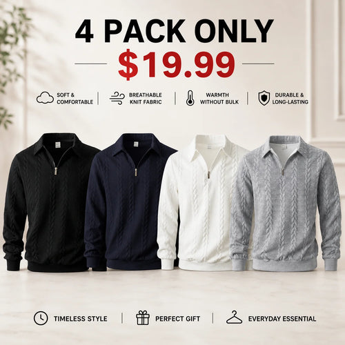 Men's Old Money Half-Zip Knit Polo Sweater