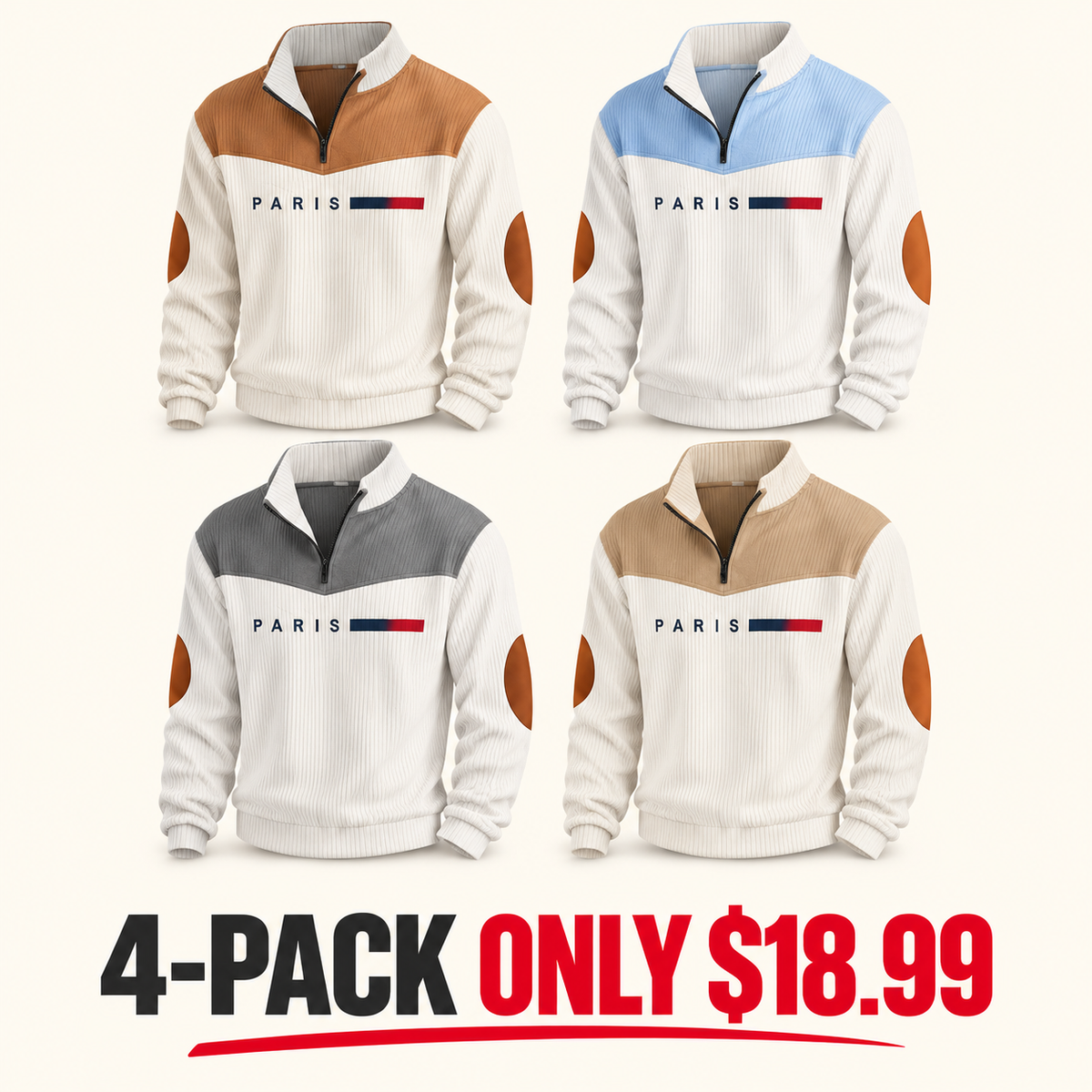 Men's Stand Collar Sweater – Elbow Patch Detail
