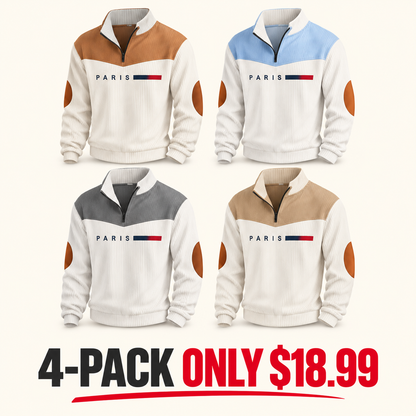 Men's Stand Collar Sweater – Elbow Patch Detail
