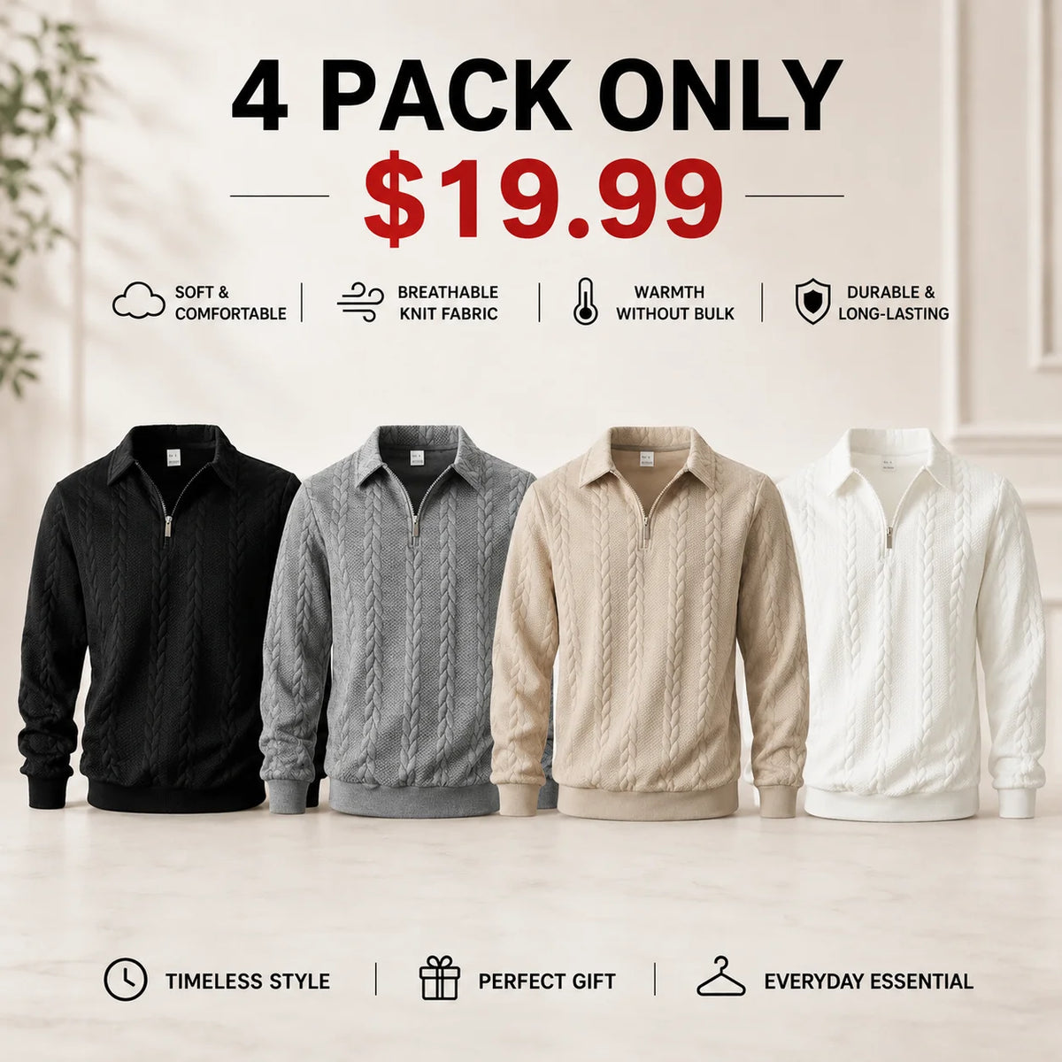 Men's Old Money Half-Zip Knit Polo Sweater