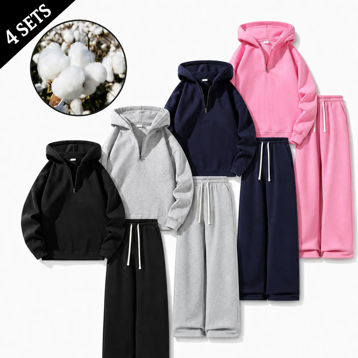 Men's Cotton 2-Piece Vintage Knit Tracksuit Set