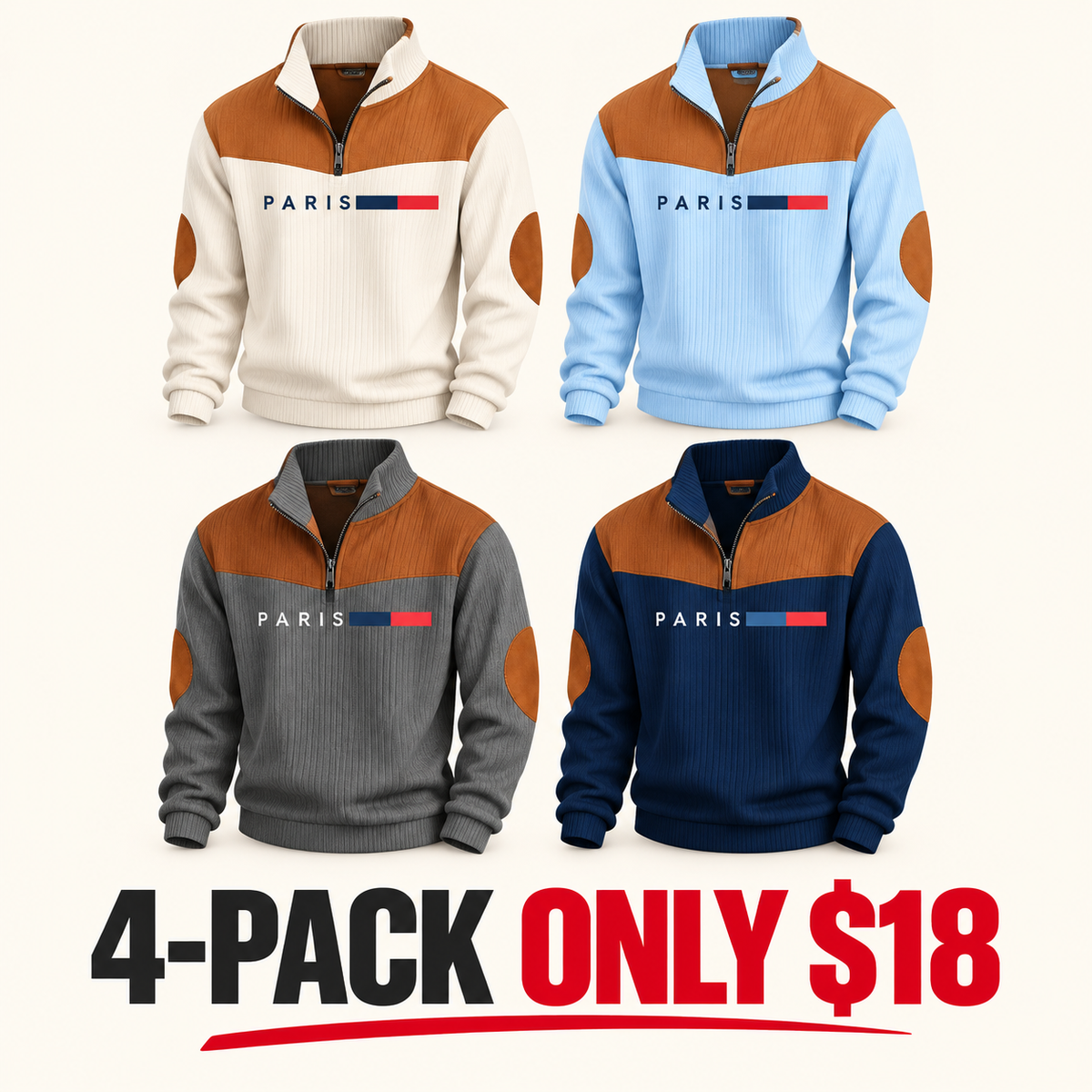 Men's Stand Collar Sweater – Elbow Patch Detail