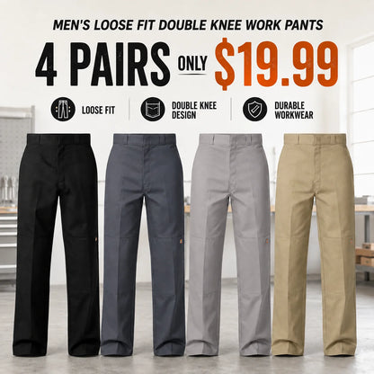 Men's Loose Fit Double Knee Work Pants