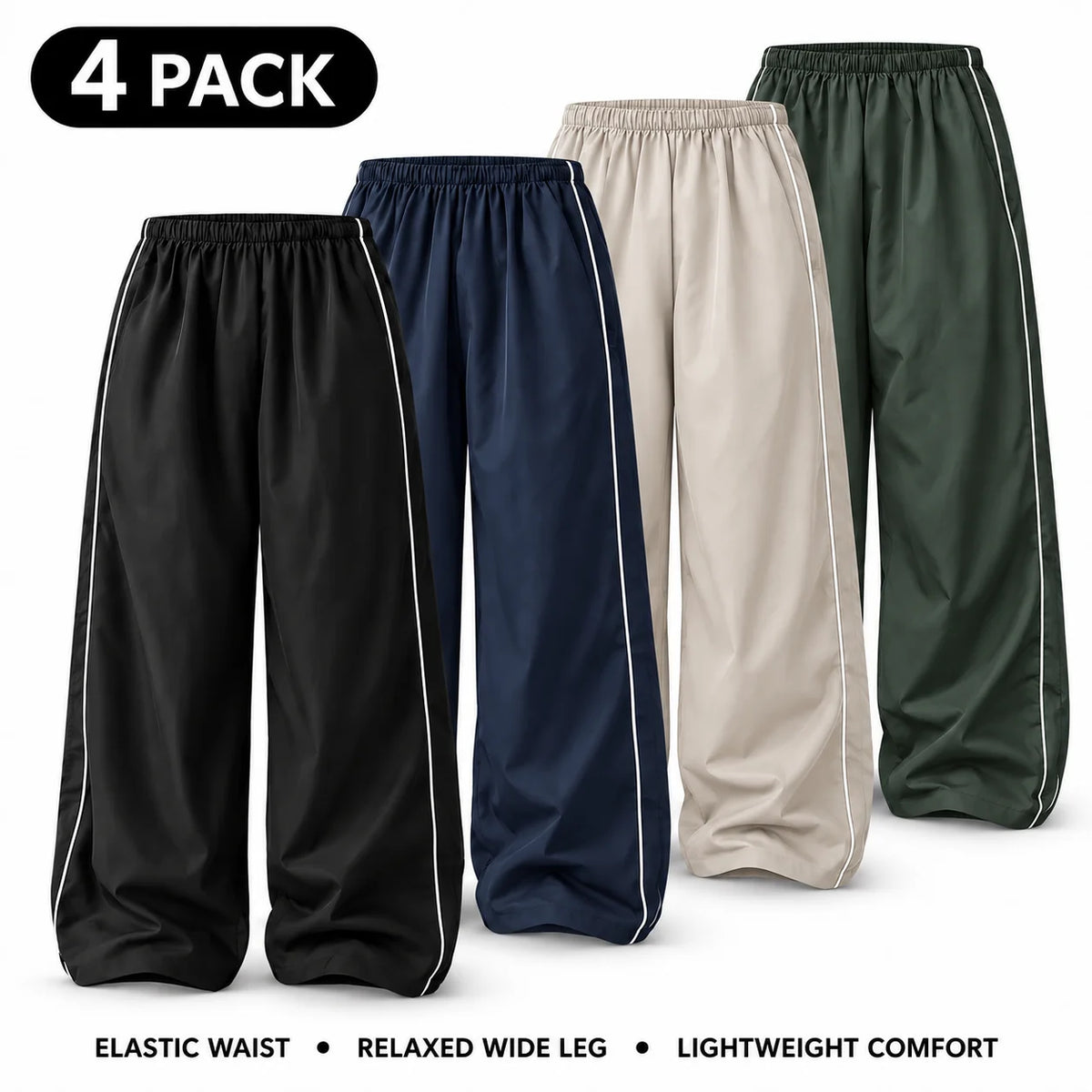 Women's Parachute Pants Wide Leg Baggy Pants Y2K Elastic Waist Jogger Sweatpants Track Pants Streetwear