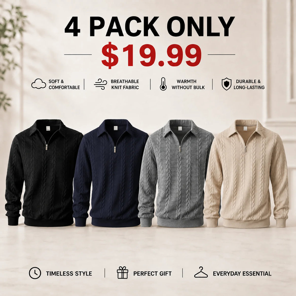 Men's Old Money Half-Zip Knit Polo Sweater