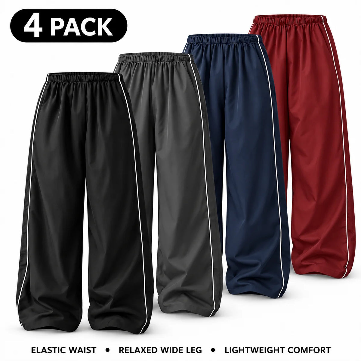 Women's Parachute Pants Wide Leg Baggy Pants Y2K Elastic Waist Jogger Sweatpants Track Pants Streetwear