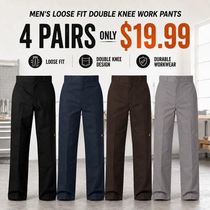 Men's Loose Fit Double Knee Work Pants