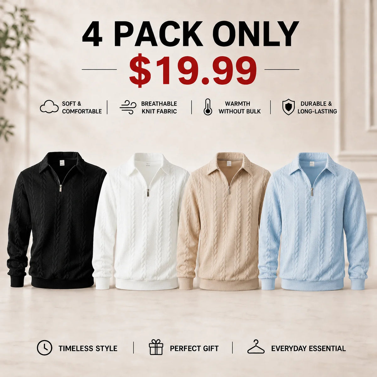 Men's Old Money Half-Zip Knit Polo Sweater