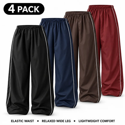 Women's Parachute Pants Wide Leg Baggy Pants Y2K Elastic Waist Jogger Sweatpants Track Pants Streetwear
