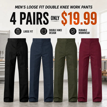 Men's Loose Fit Double Knee Work Pants