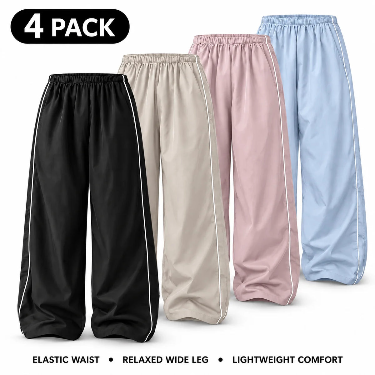 Women's Parachute Pants Wide Leg Baggy Pants Y2K Elastic Waist Jogger Sweatpants Track Pants Streetwear