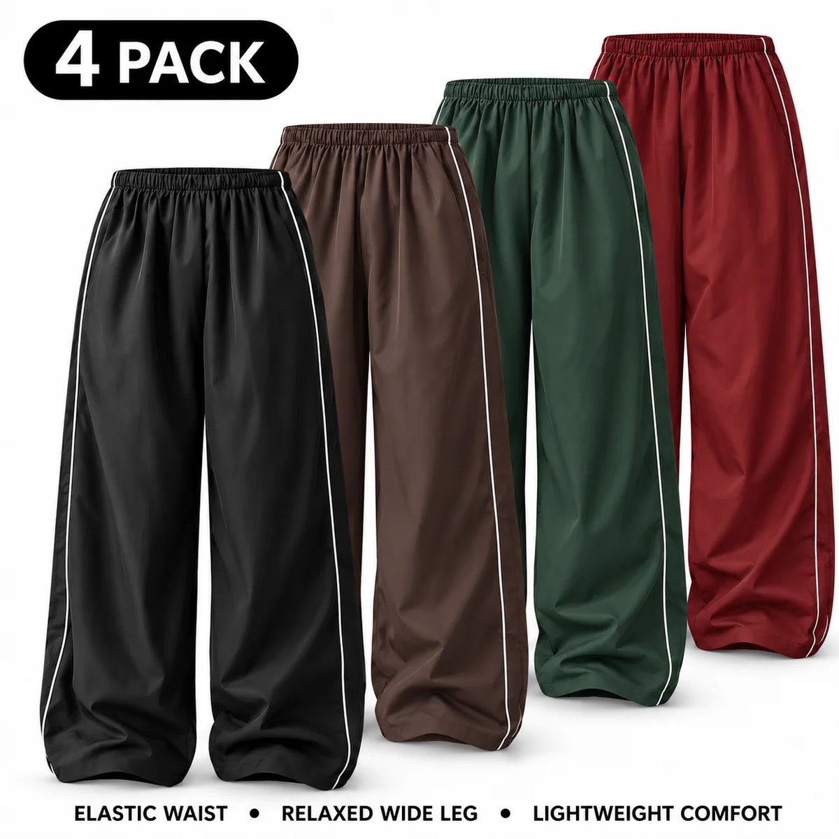 Women's Parachute Pants Wide Leg Baggy Pants Y2K Elastic Waist Jogger Sweatpants Track Pants Streetwear