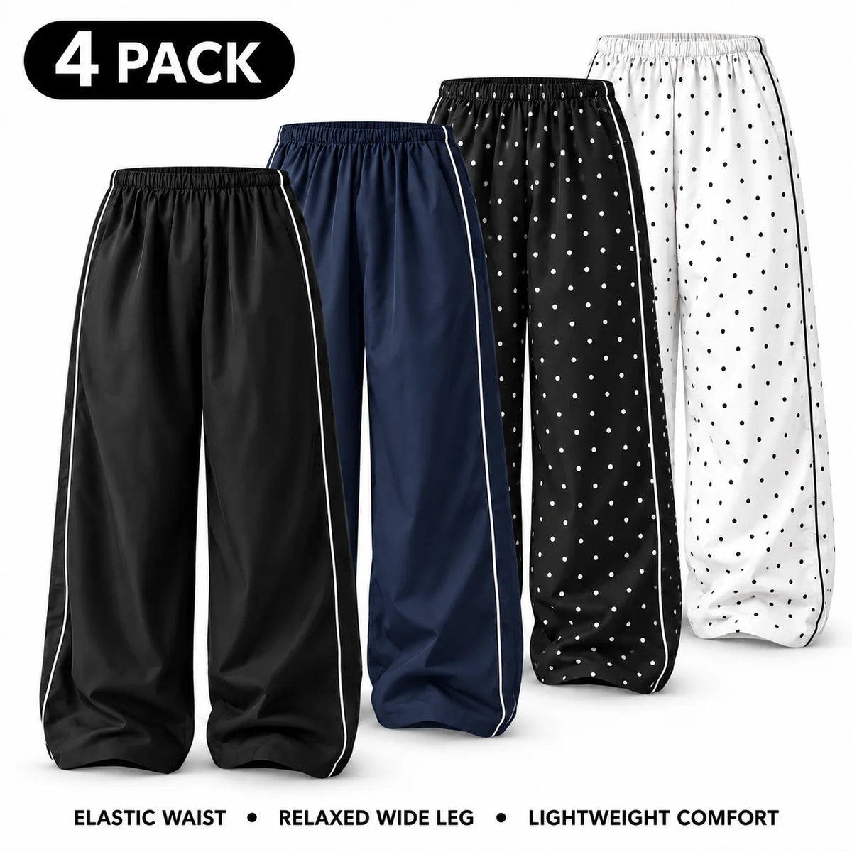 Women's Parachute Pants Wide Leg Baggy Pants Y2K Elastic Waist Jogger Sweatpants Track Pants Streetwear