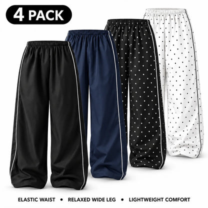 Women's Parachute Pants Wide Leg Baggy Pants Y2K Elastic Waist Jogger Sweatpants Track Pants Streetwear